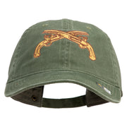 U.S. Army Military Police Insignia Embroidered Washed Solid Pigment Dyed Cotton Twill Brass Buckle Cap - Olive OSFM