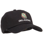 Oklahoma State Flag Embroidered Unstructured Washed Cap