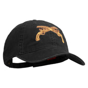 U.S. Army Military Police Insignia Embroidered Washed Solid Pigment Dyed Cotton Twill Brass Buckle Cap - Black OSFM