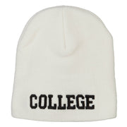 College Embroidered Knitted Short Beanie