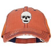 Halloween Skeleton Skull Embroidered Low Profile Cotton Mesh Cap