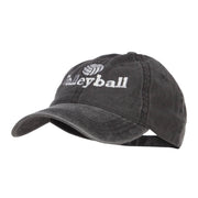 Volleyball Embroidered Washed Buckle Cap