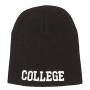 College Embroidered Knitted Short Beanie