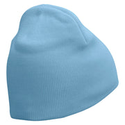 Cute Emoji Face Embroidered 8 Inch Knitted Short Beanie - Lt-Blue OSFM