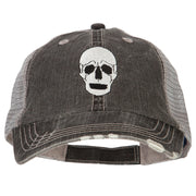 Halloween Skeleton Skull Embroidered Low Profile Cotton Mesh Cap