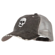 Halloween Skeleton Skull Embroidered Low Profile Cotton Mesh Cap