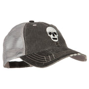 Halloween Skeleton Skull Embroidered Low Profile Cotton Mesh Cap