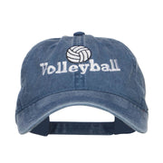 Volleyball Embroidered Washed Buckle Cap