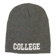 College Embroidered Knitted Short Beanie