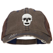 Halloween Skeleton Skull Embroidered Low Profile Cotton Mesh Cap