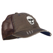 Halloween Skeleton Skull Embroidered Low Profile Cotton Mesh Cap