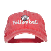 Volleyball Embroidered Washed Buckle Cap