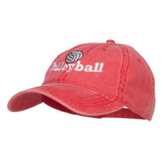 Volleyball Embroidered Washed Buckle Cap