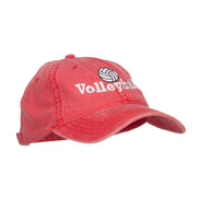 Volleyball Embroidered Washed Buckle Cap