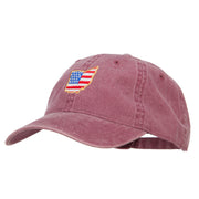 USA Flag Ohio Map Embroidered Washed Buckle Cap