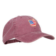 USA Flag Ohio Map Embroidered Washed Buckle Cap