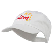 Number 1 Mom Embroidered Washed Cap