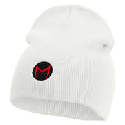 Cartoon Force Logo Embroidered 8 inch Acrylic Short Blank Beanie - White OSFM