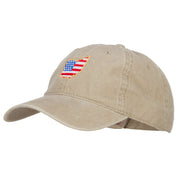 USA Flag Ohio Map Embroidered Washed Buckle Cap