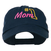 Number 1 Mom Embroidered Washed Cap