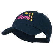 Number 1 Mom Embroidered Washed Cap