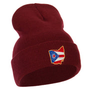 Ohio Map State Flag Embroidered Long Beanie