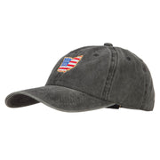 USA Flag Ohio Map Embroidered Washed Buckle Cap