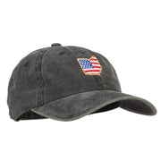 USA Flag Ohio Map Embroidered Washed Buckle Cap