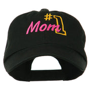 Number 1 Mom Embroidered Washed Cap