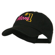 Number 1 Mom Embroidered Washed Cap