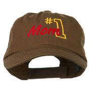 Number 1 Mom Embroidered Washed Cap