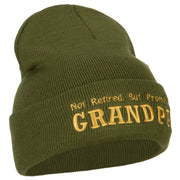 Not Retired Promoted Grandpa Embroidered Knitted Long Beanie