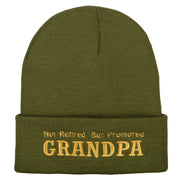 Not Retired Promoted Grandpa Embroidered Knitted Long Beanie