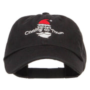 Santa Coming Town Embroidered Low Cap