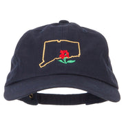 Connecticut Mountain Laurel with Map Embroidered Unstructured Washed Cap