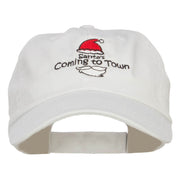 Santa Coming Town Embroidered Low Cap