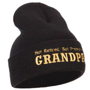 Not Retired Promoted Grandpa Embroidered Knitted Long Beanie