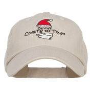 Santa Coming Town Embroidered Low Cap