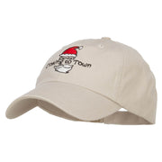 Santa Coming Town Embroidered Low Cap