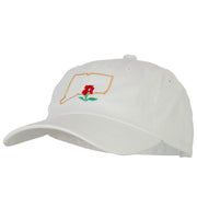 Connecticut Mountain Laurel with Map Embroidered Unstructured Washed Cap