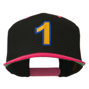 Number 1 Embroidered Classic Two Tone Snapback Cap