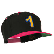 Number 1 Embroidered Classic Two Tone Snapback Cap