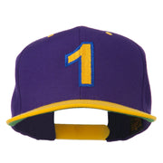 Number 1 Embroidered Classic Two Tone Snapback Cap