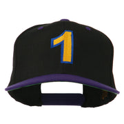 Number 1 Embroidered Classic Two Tone Snapback Cap