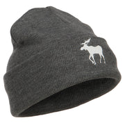 American Moose Embroidered Long Beanie