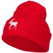 American Moose Embroidered Long Beanie