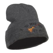 If The Broom Fits Embroidered Long Beanie