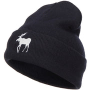 American Moose Embroidered Long Beanie