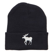 American Moose Embroidered Long Beanie