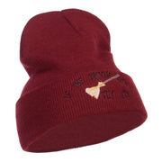 If The Broom Fits Embroidered Long Beanie